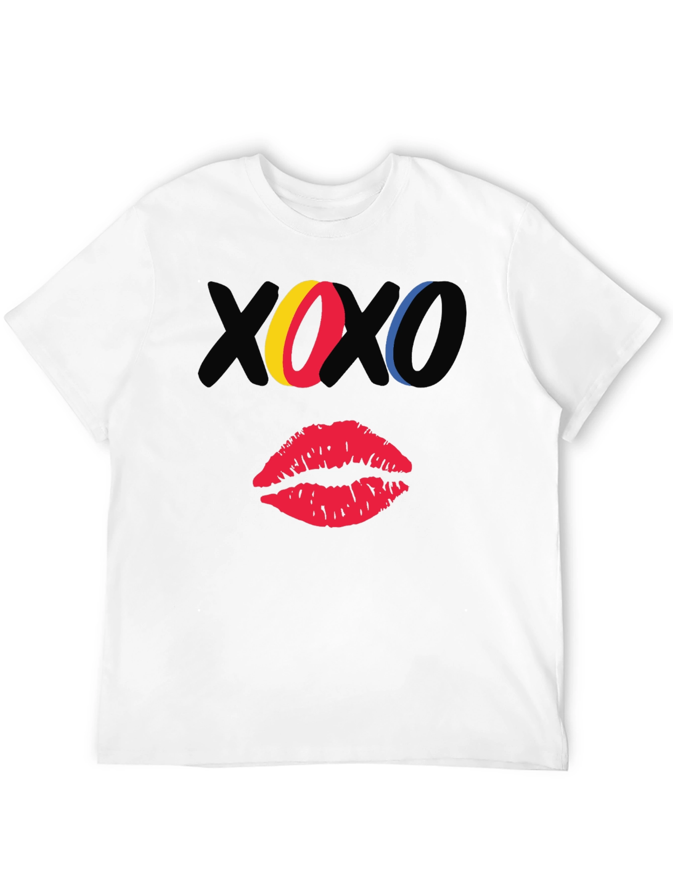 XOXO Kiss Graphic Print Black Casual T-Shirt