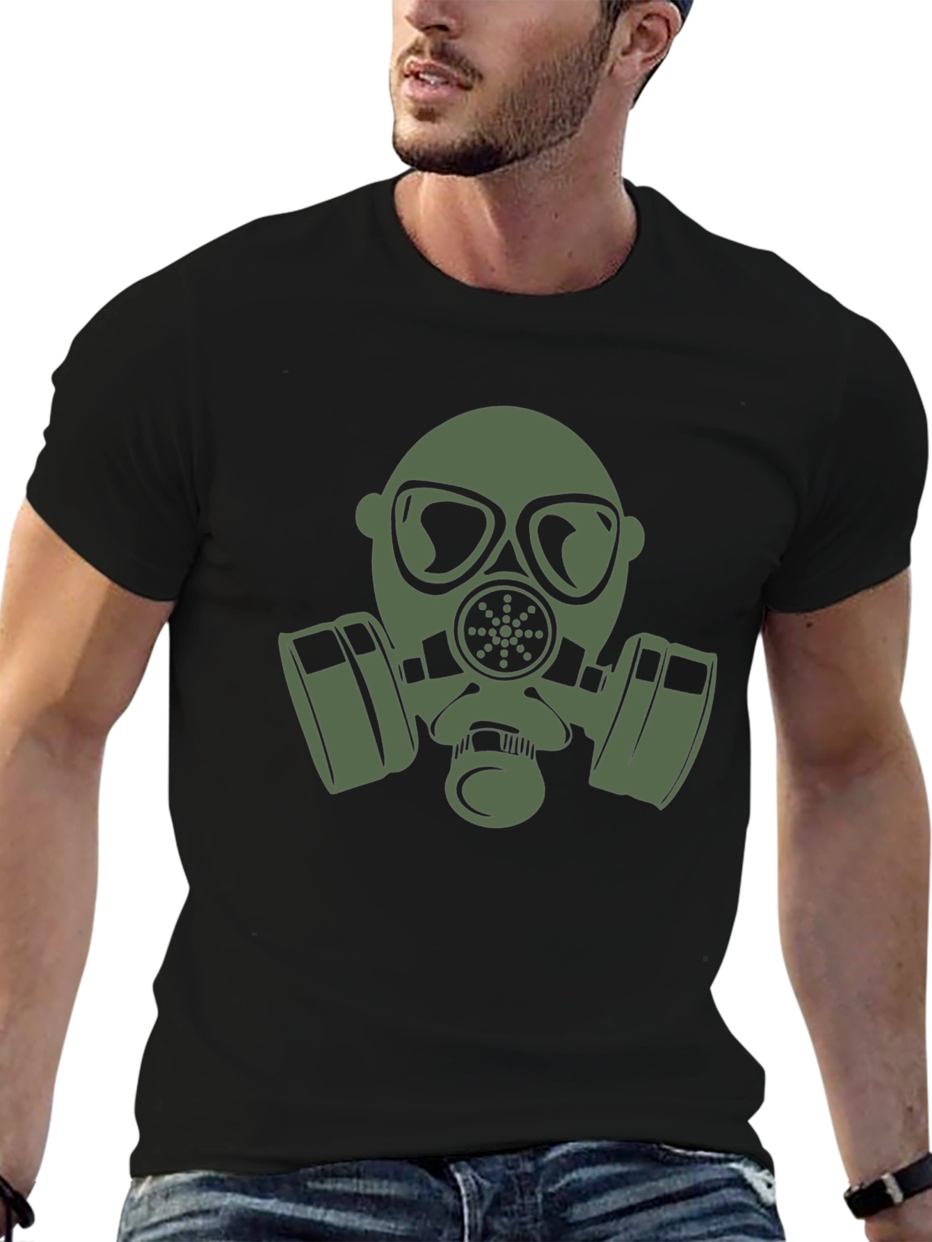 Gas Mask Graphic Tee - Black Casual T-Shirt