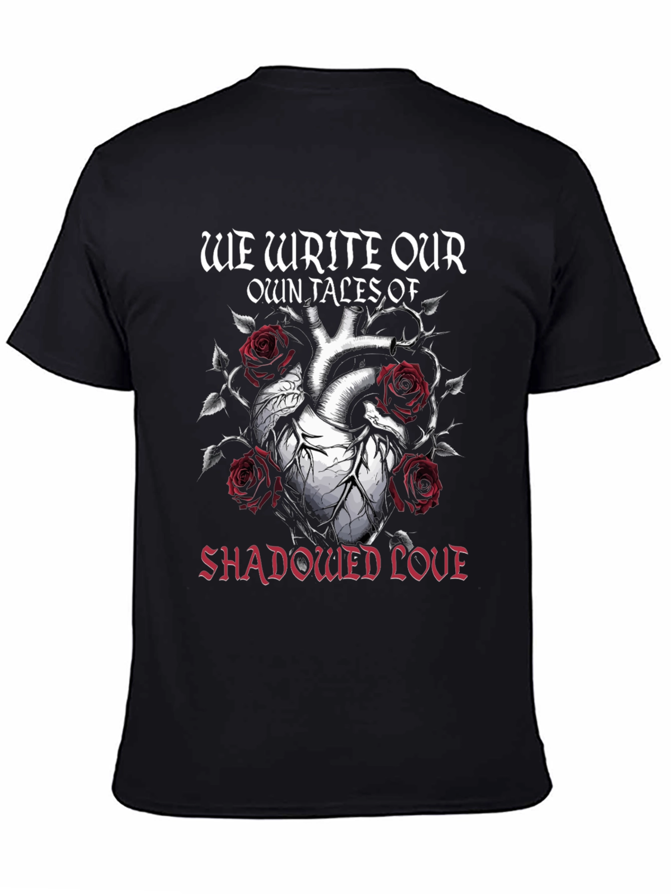 Gothic Shadowed Love Heart Rose T-Shirt