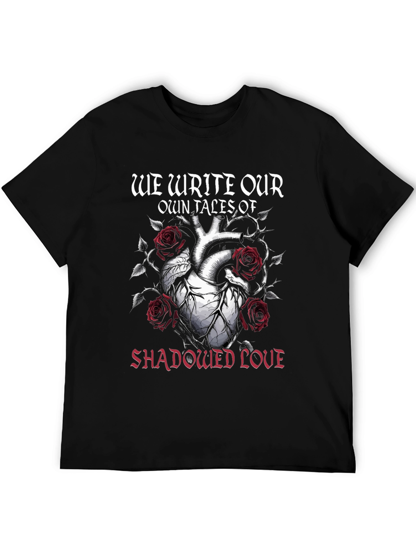 Gothic Shadowed Love Heart Rose T-Shirt