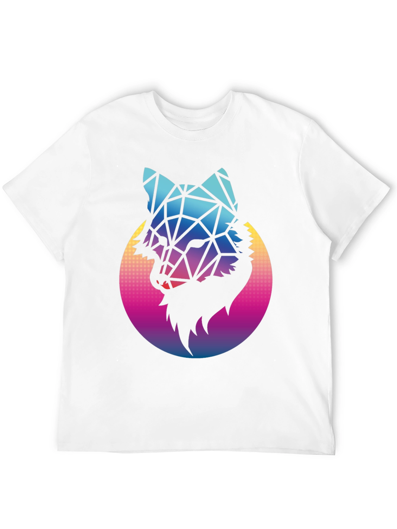 Geometric Wolf Graphic Tee - Black Cotton Blend