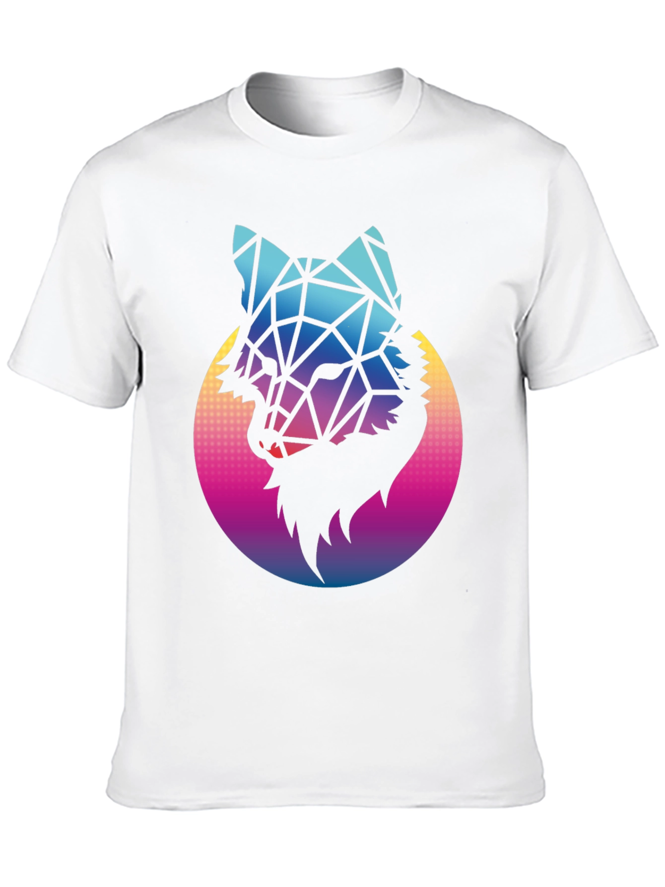 Geometric Wolf Graphic Tee - Black Cotton Blend