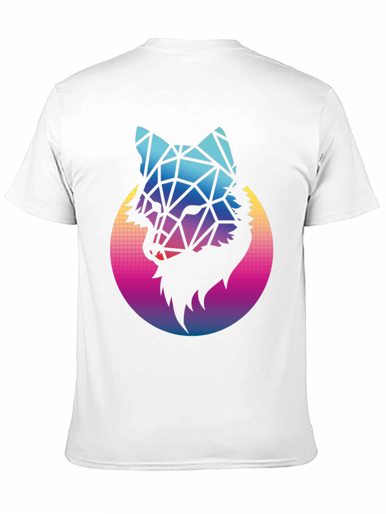 Geometric Wolf Graphic Tee - Black Cotton Blend