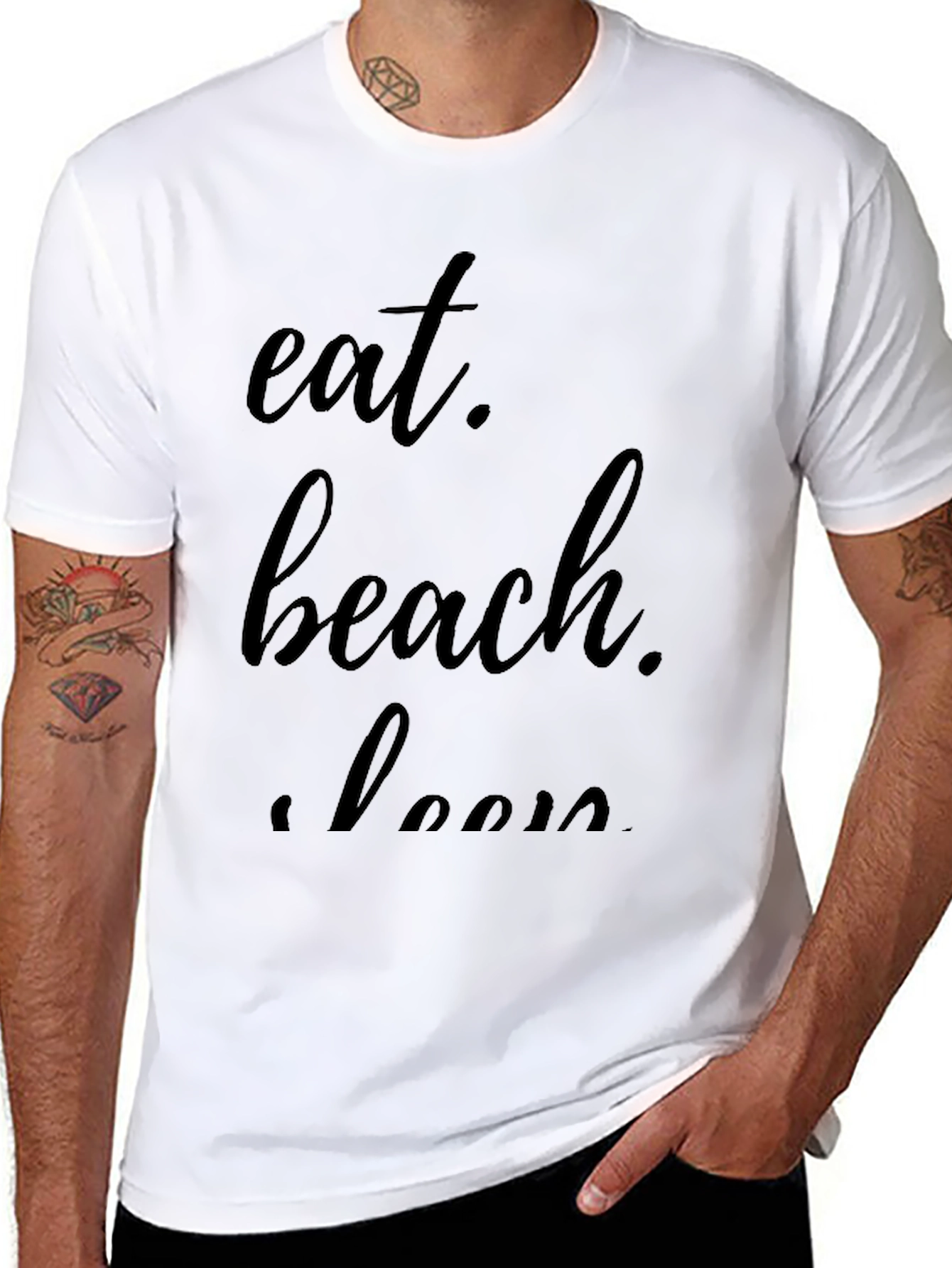 Eat Beach Sleep Black Graphic Tee