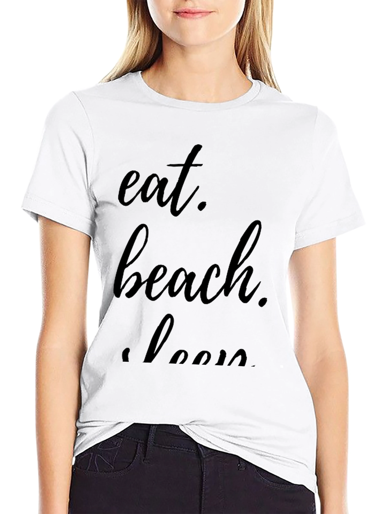 Eat Beach Sleep Black Graphic Tee