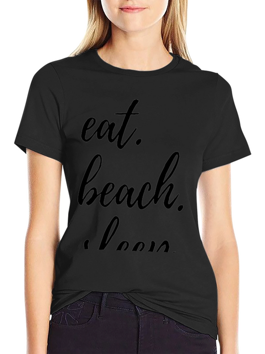 Eat Beach Sleep Black Graphic Tee