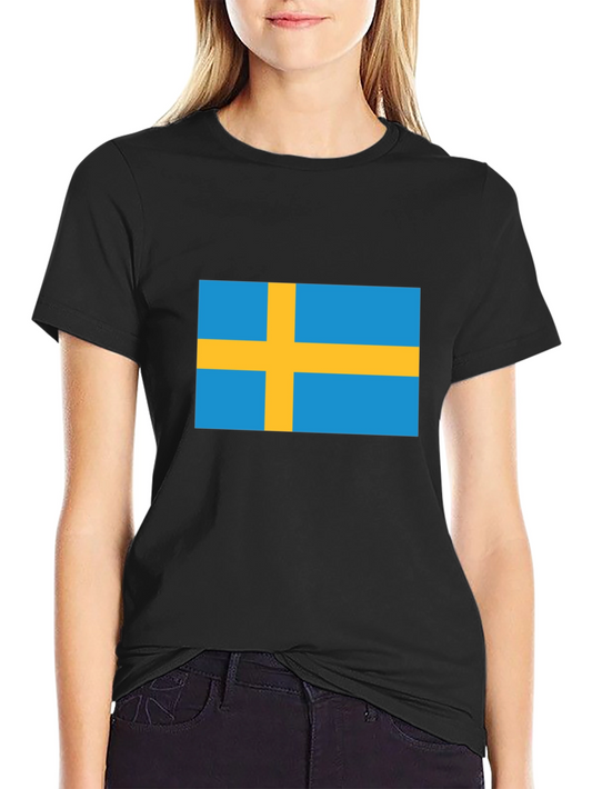 Swedish Flag T-Shirt - Black Crew Neck Tee