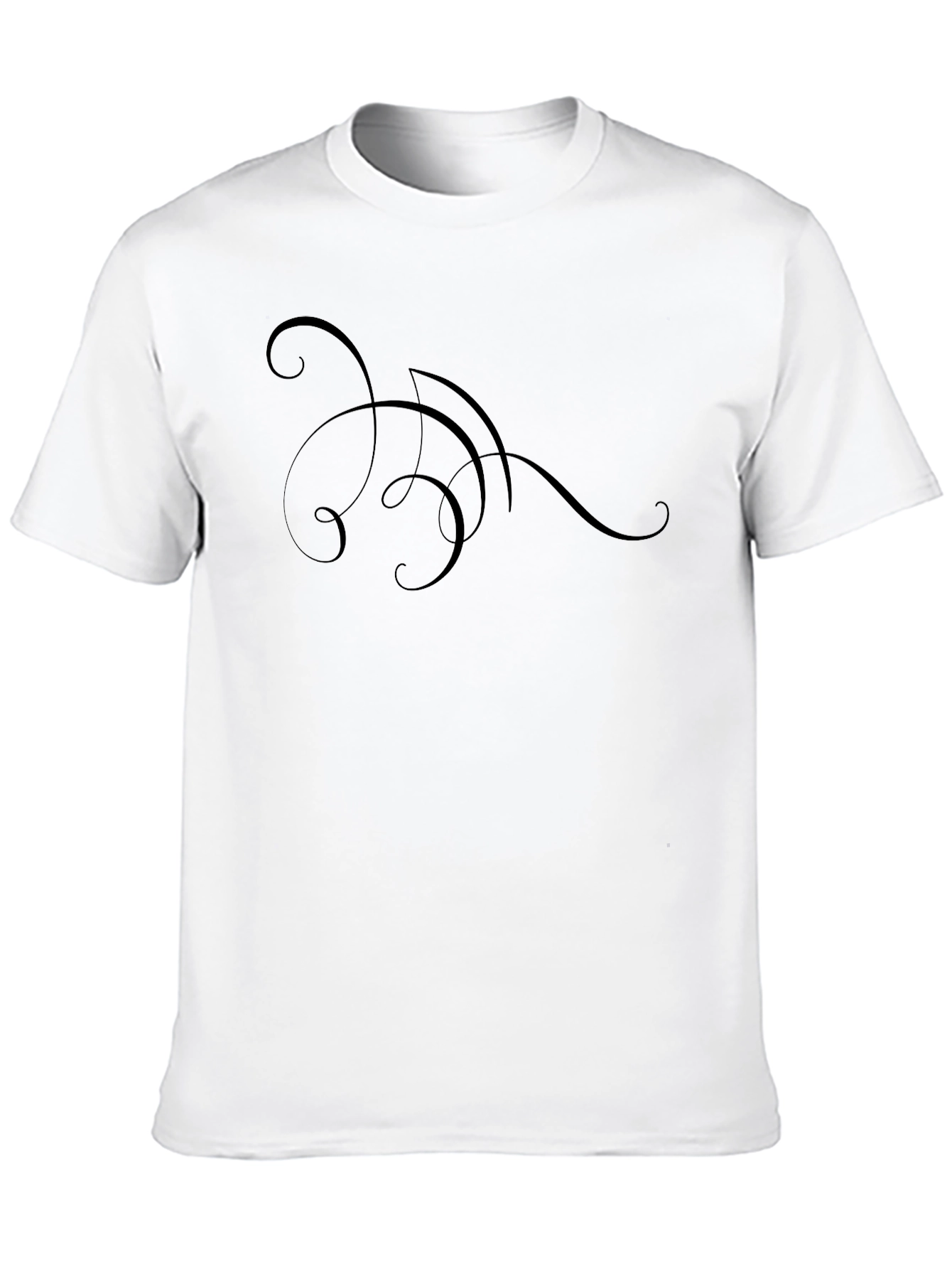 Elegant Swirl Design Black T-Shirt