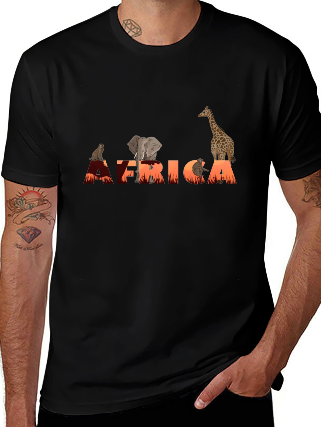 Africa Animal Graphic Tee - Unisex Black T-Shirt