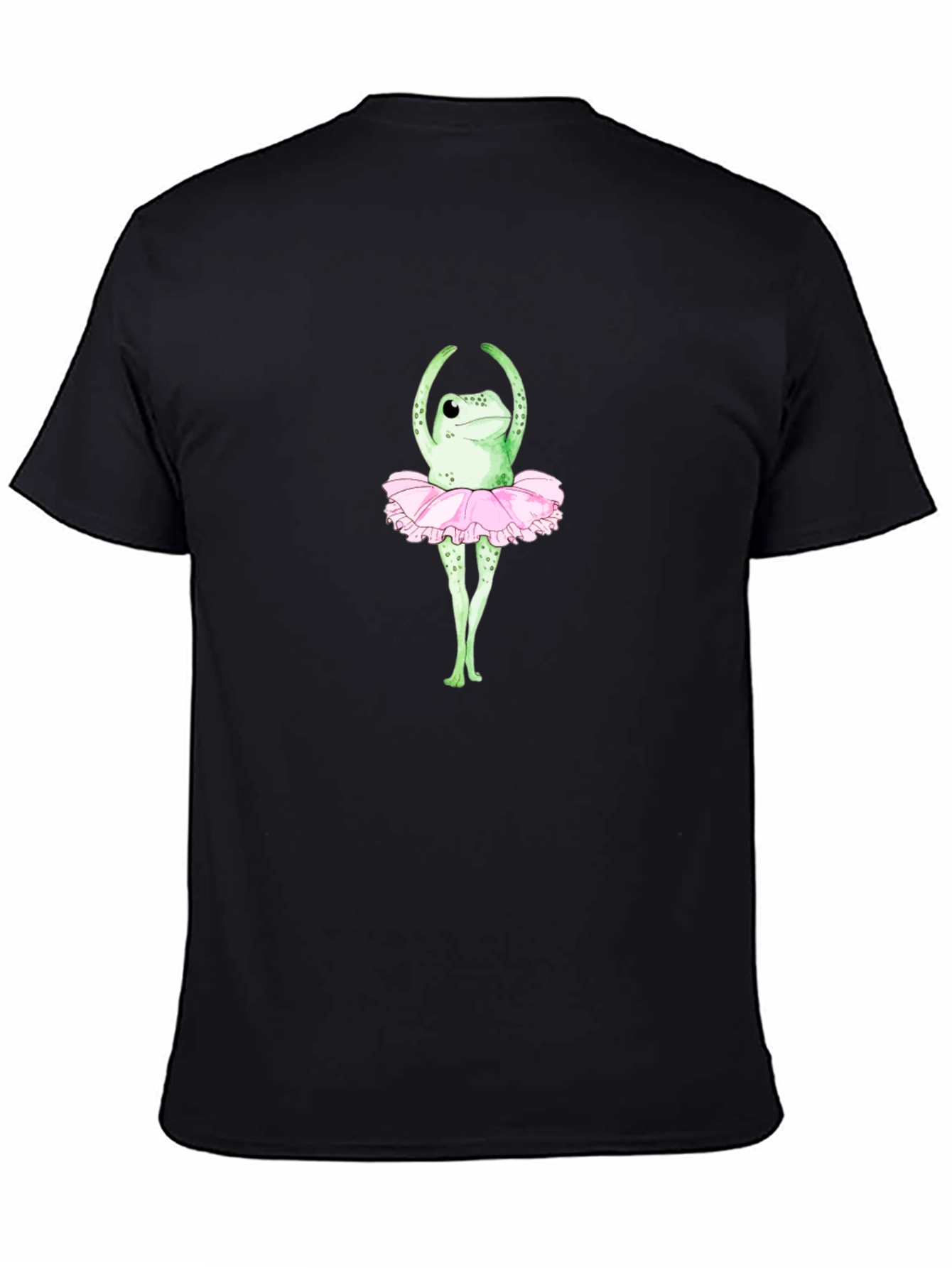 Frog Ballerina Graphic T-Shirt - Black Crew Neck