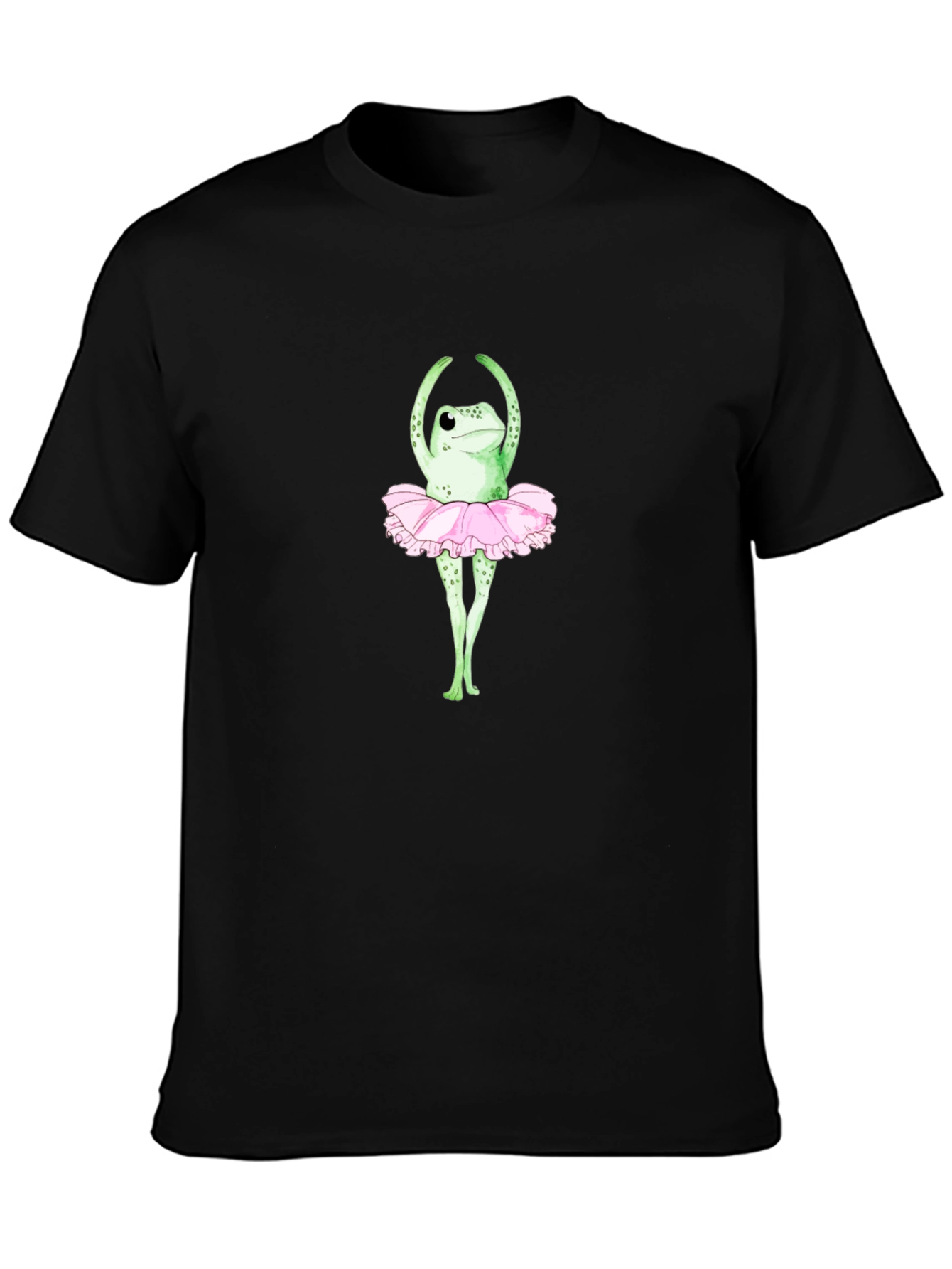 Frog Ballerina Graphic T-Shirt - Black Crew Neck