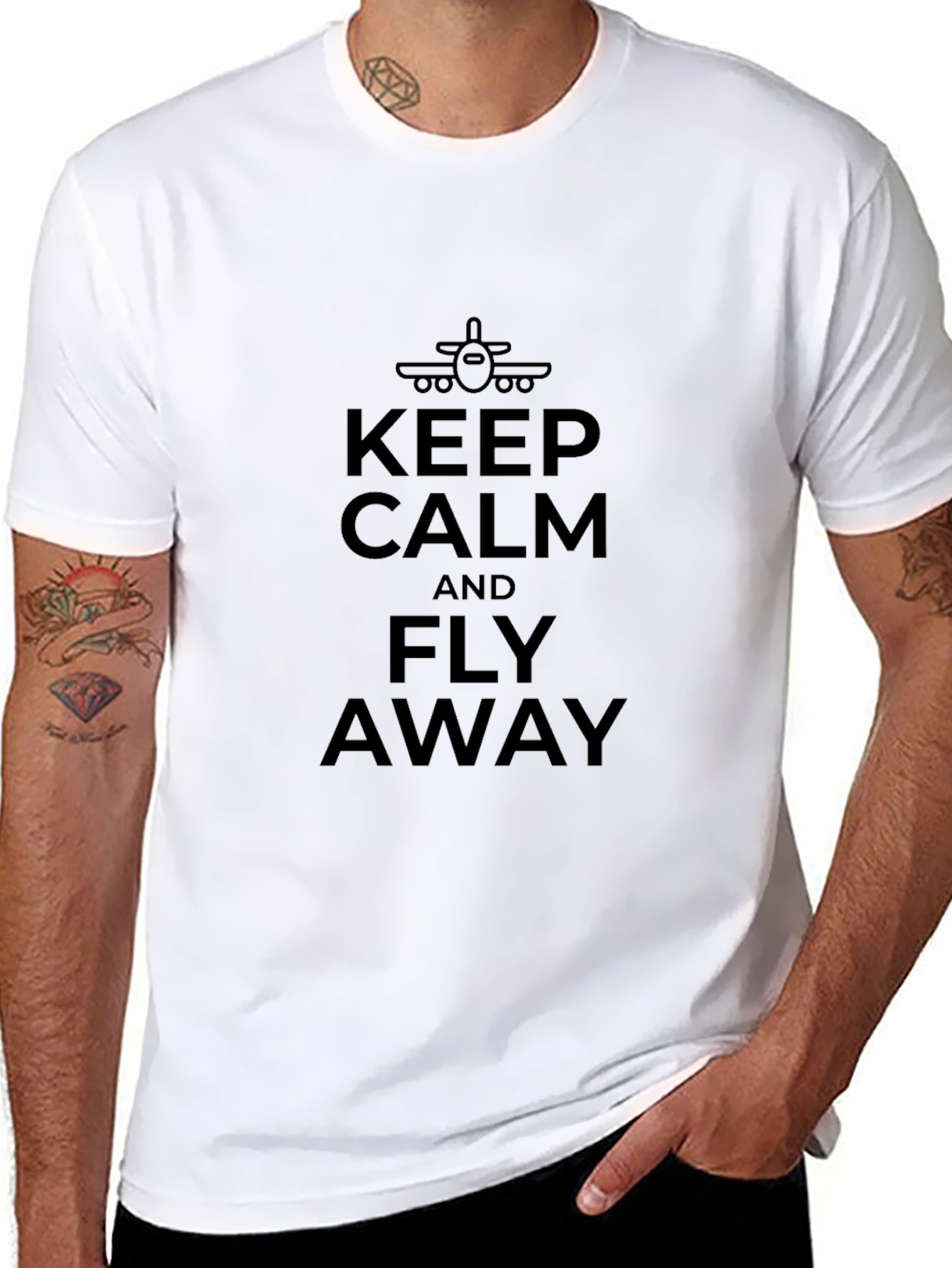 Keep Calm and Fly Away Black Tee