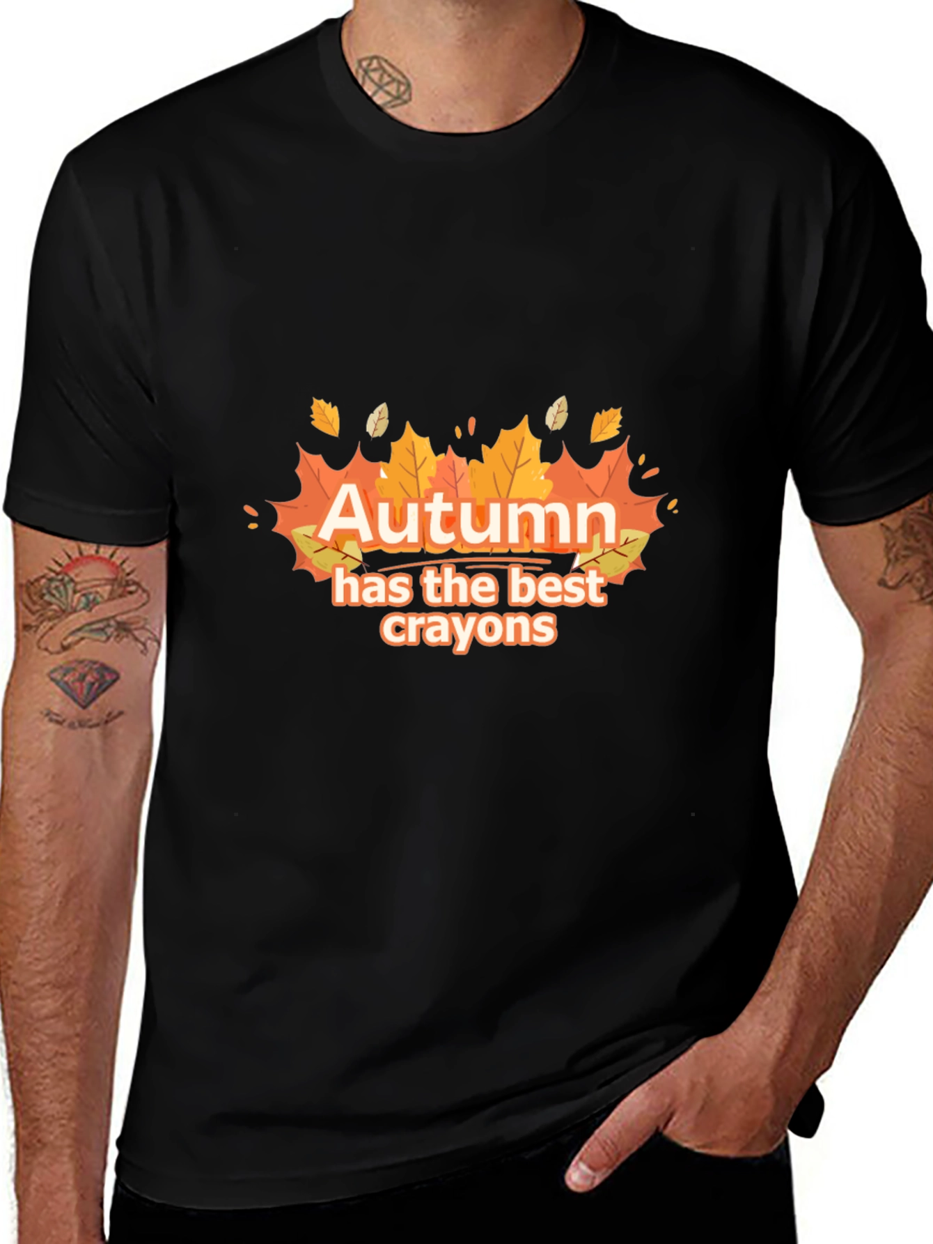 Autumn Best Crayons Graphic Tee - Fall Season T-Shirt