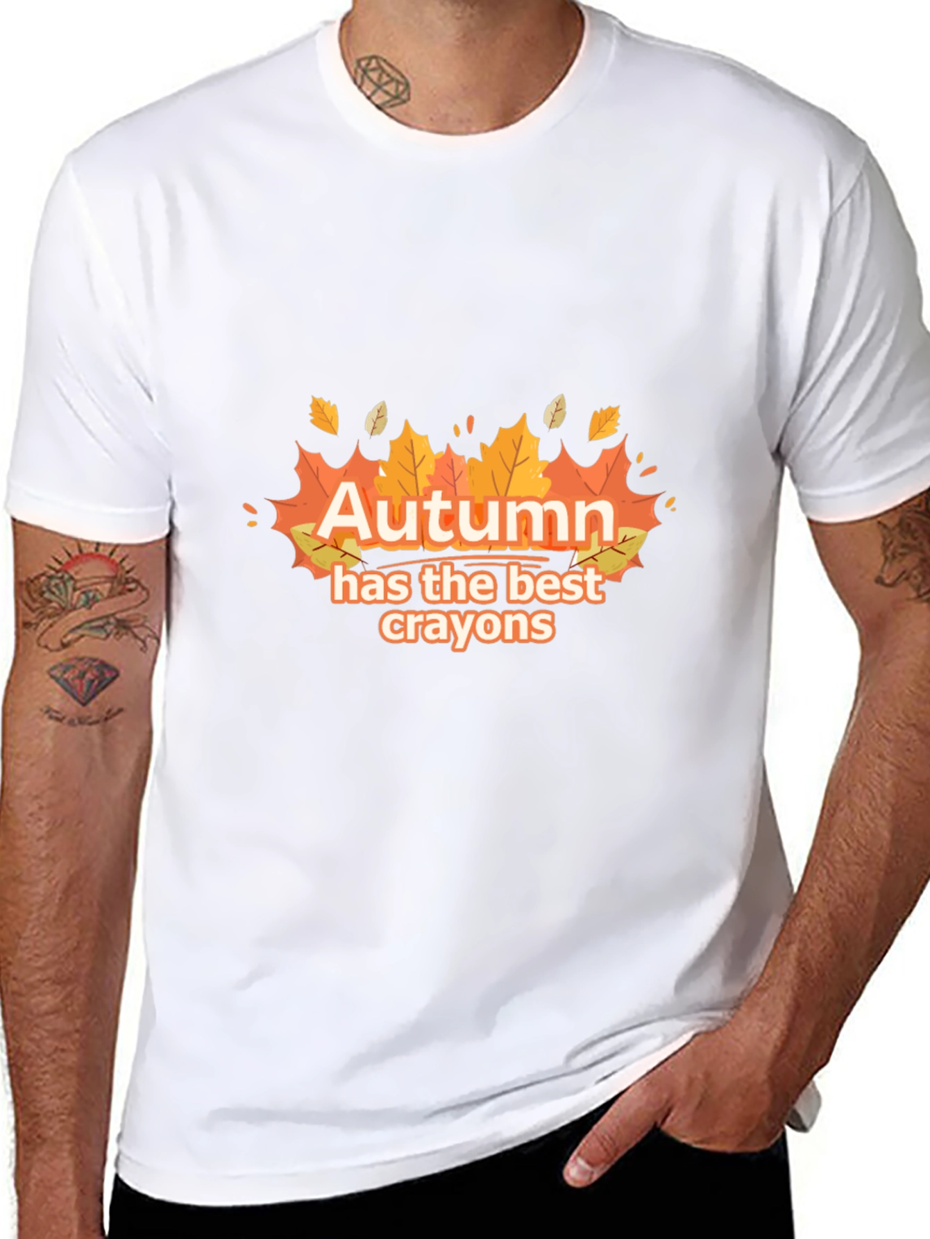 Autumn Best Crayons Graphic Tee - Fall Season T-Shirt