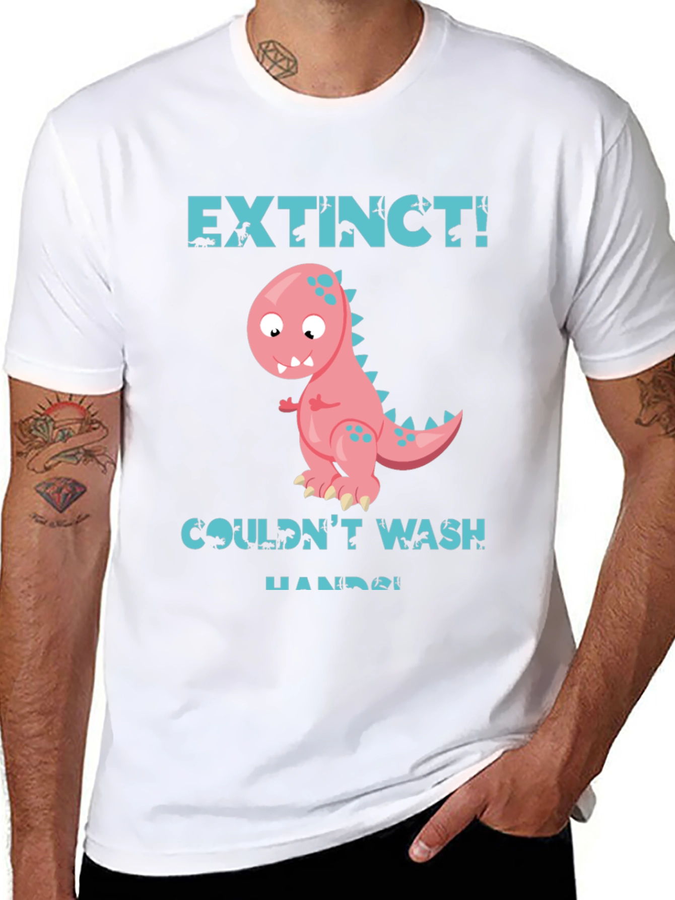Extinct Dinosaur Graphic T-Shirt - Wash Your Hands!