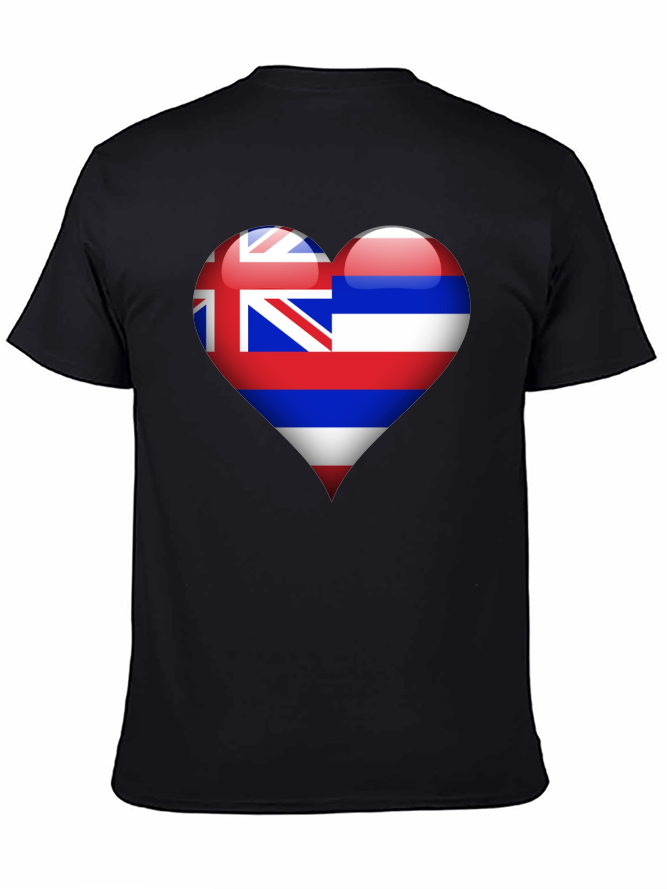 Hawaii Heart Flag Black T-Shirt