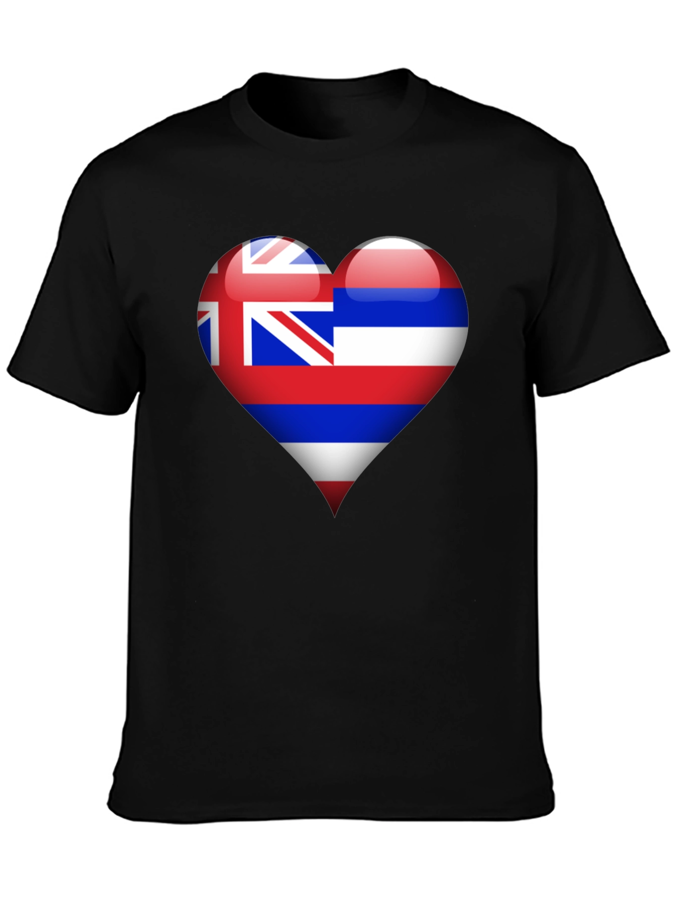 Hawaii Heart Flag Black T-Shirt