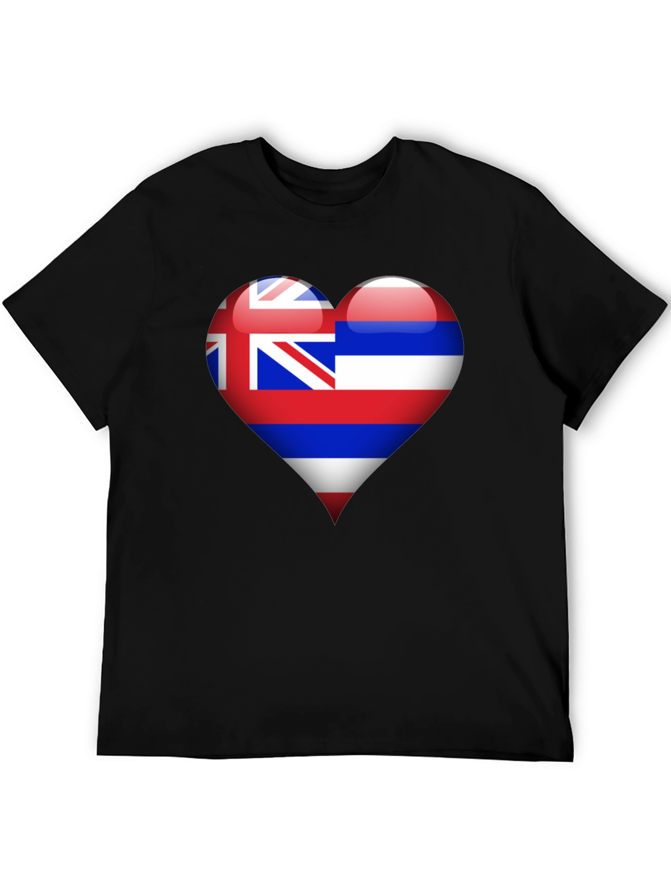 Hawaii Heart Flag Black T-Shirt