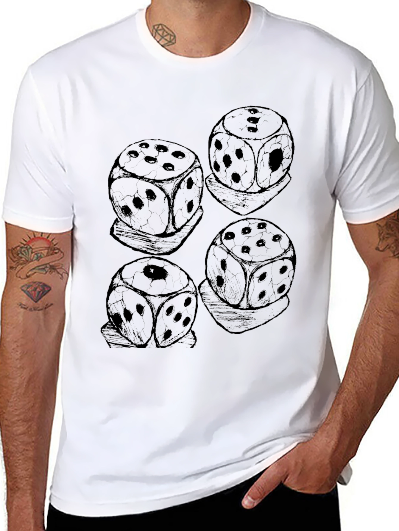Dice Pattern Black T-Shirt