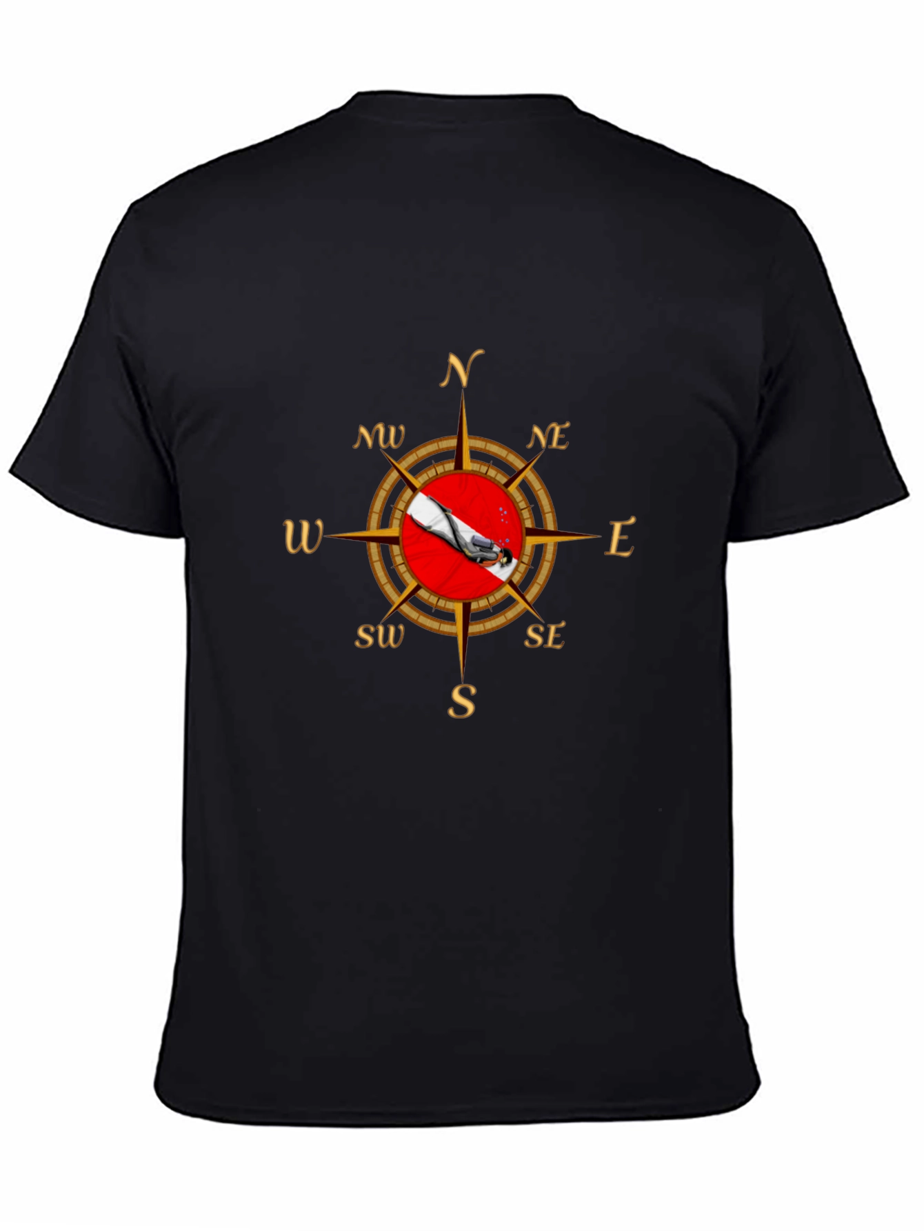 Diver Compass T-Shirt - Black Graphic Tee