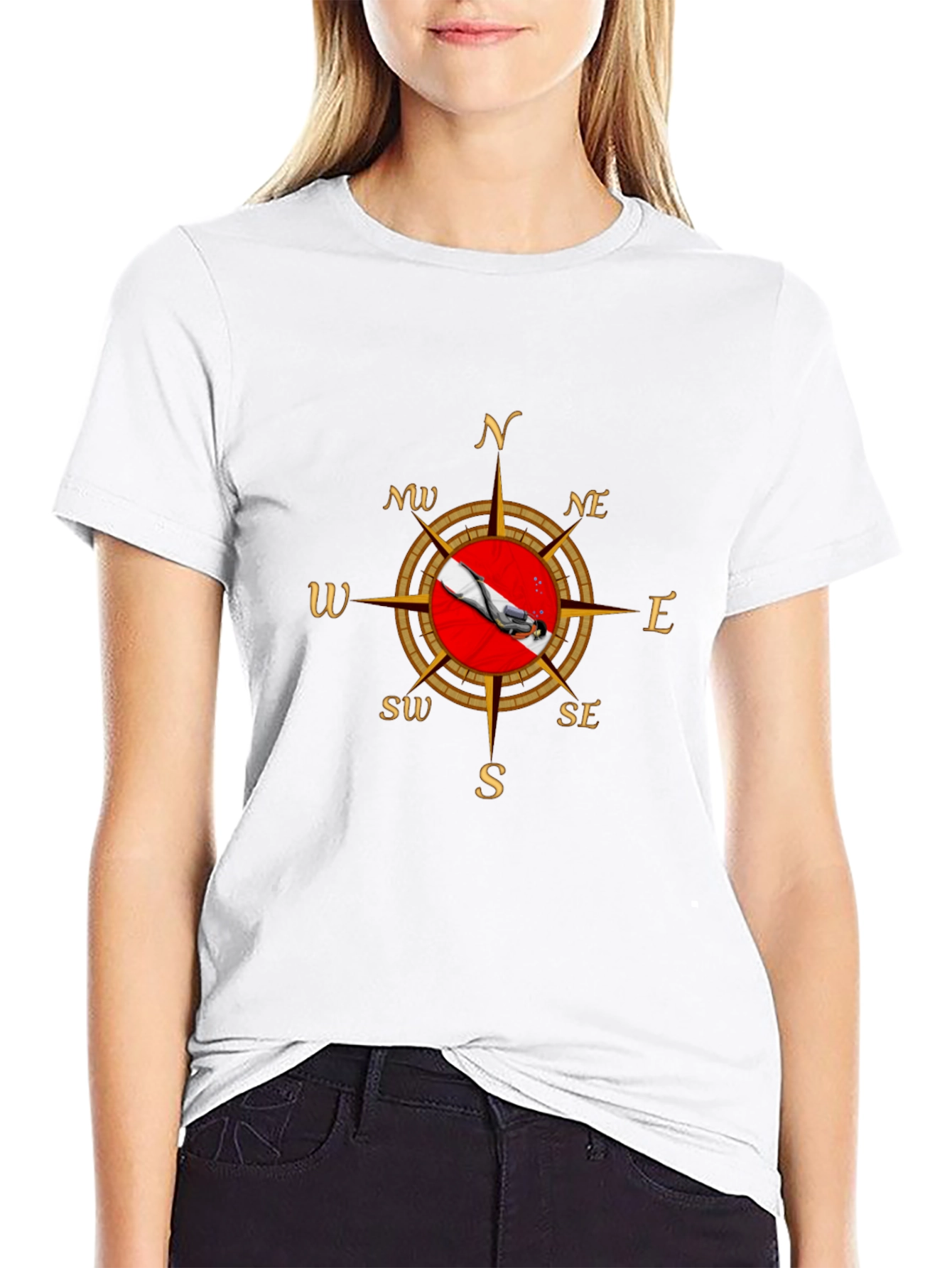 Diver Compass T-Shirt - Black Graphic Tee