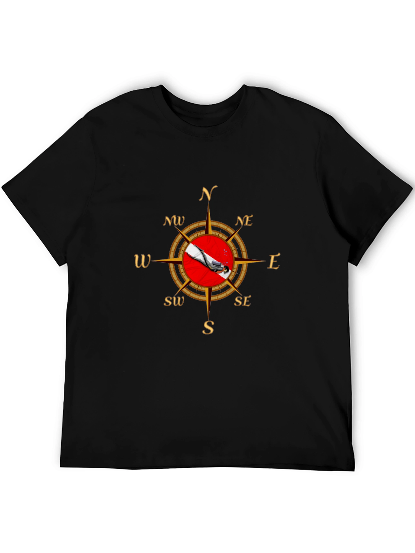 Diver Compass T-Shirt - Black Graphic Tee