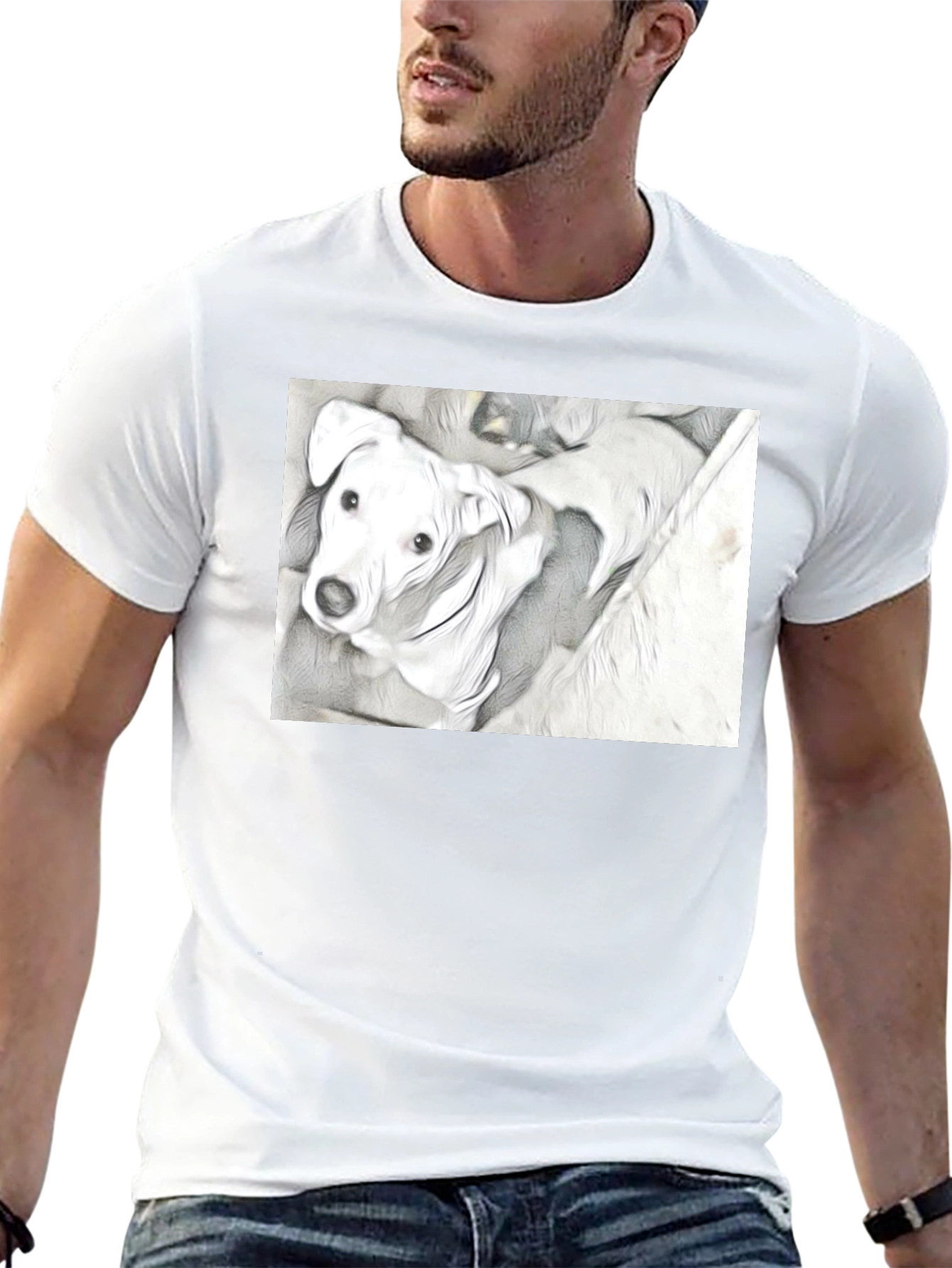 Dog Graphic Tee - Unique Sketch Art
