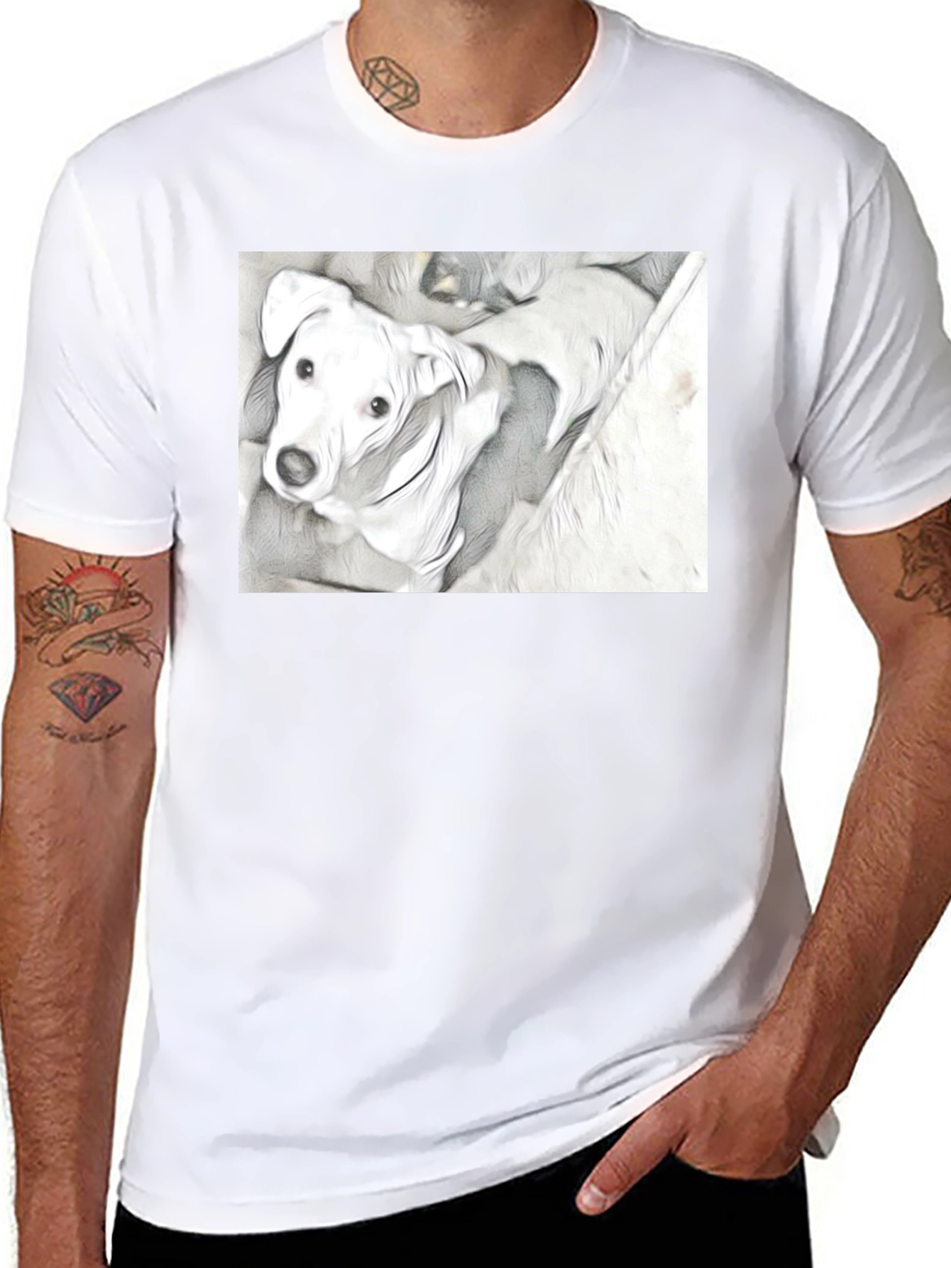 Dog Graphic Tee - Unique Sketch Art