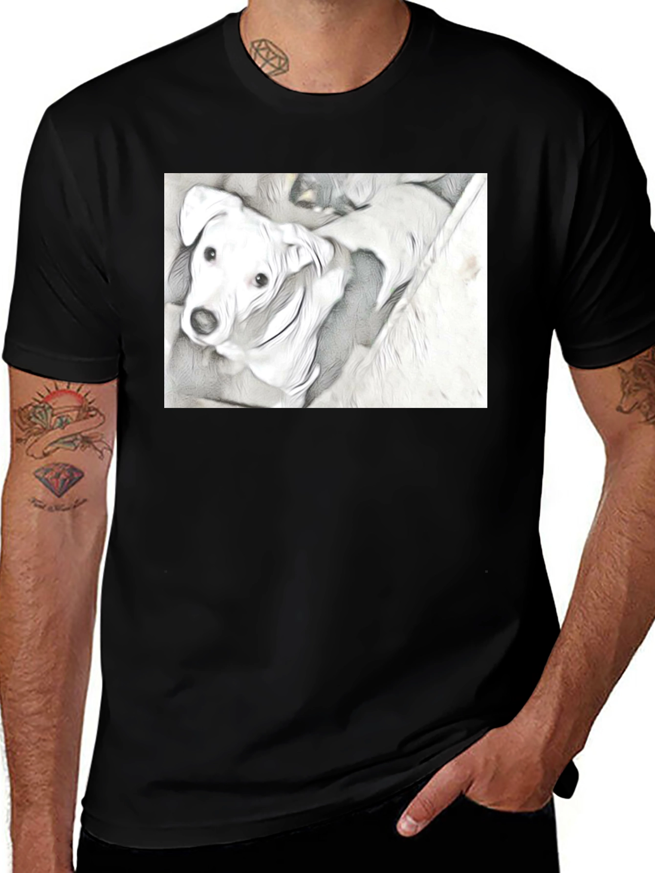 Dog Graphic Tee - Unique Sketch Art