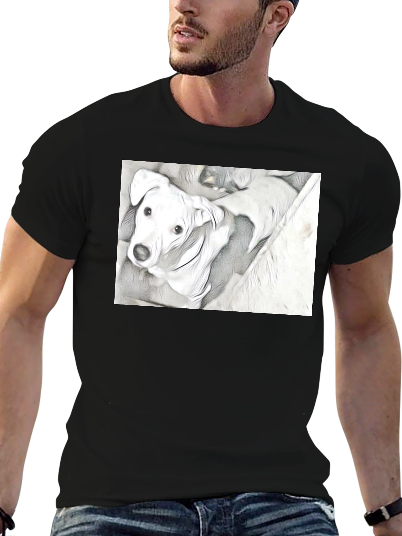 Dog Graphic Tee - Unique Sketch Art