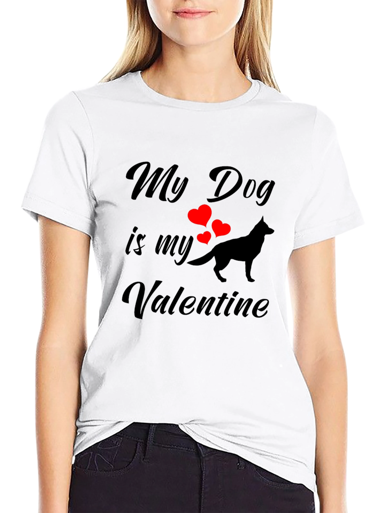 My Dog is My Valentine Black T-Shirt