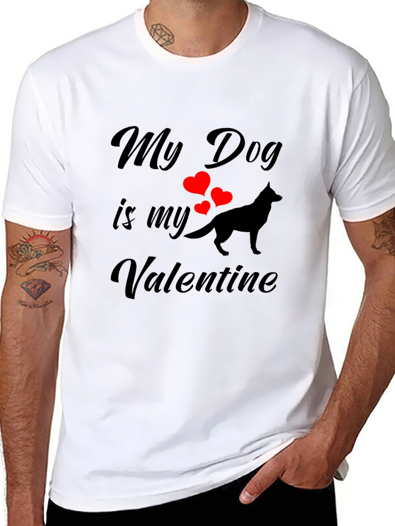 My Dog is My Valentine Black T-Shirt