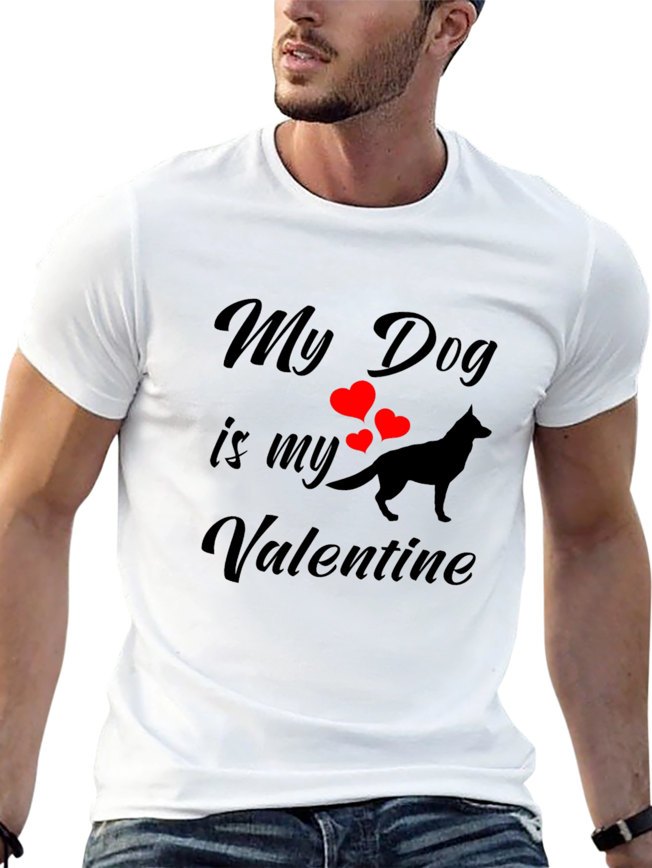 My Dog is My Valentine Black T-Shirt