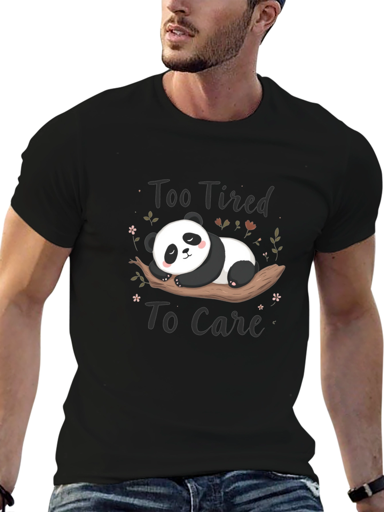 Too Tired to Care Panda T-Shirt