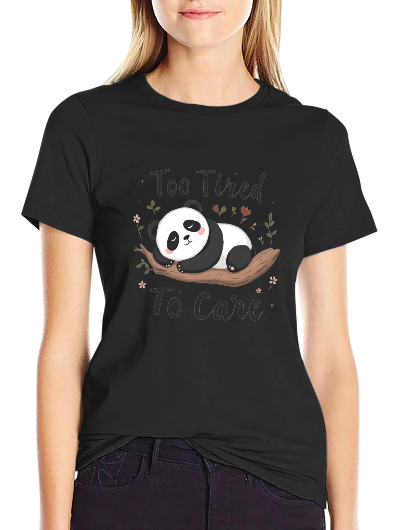 Too Tired to Care Panda T-Shirt