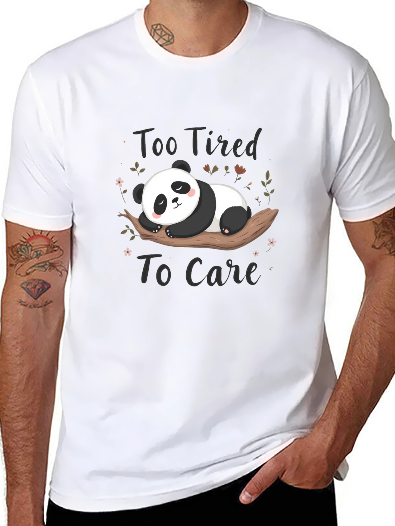 Too Tired to Care Panda T-Shirt