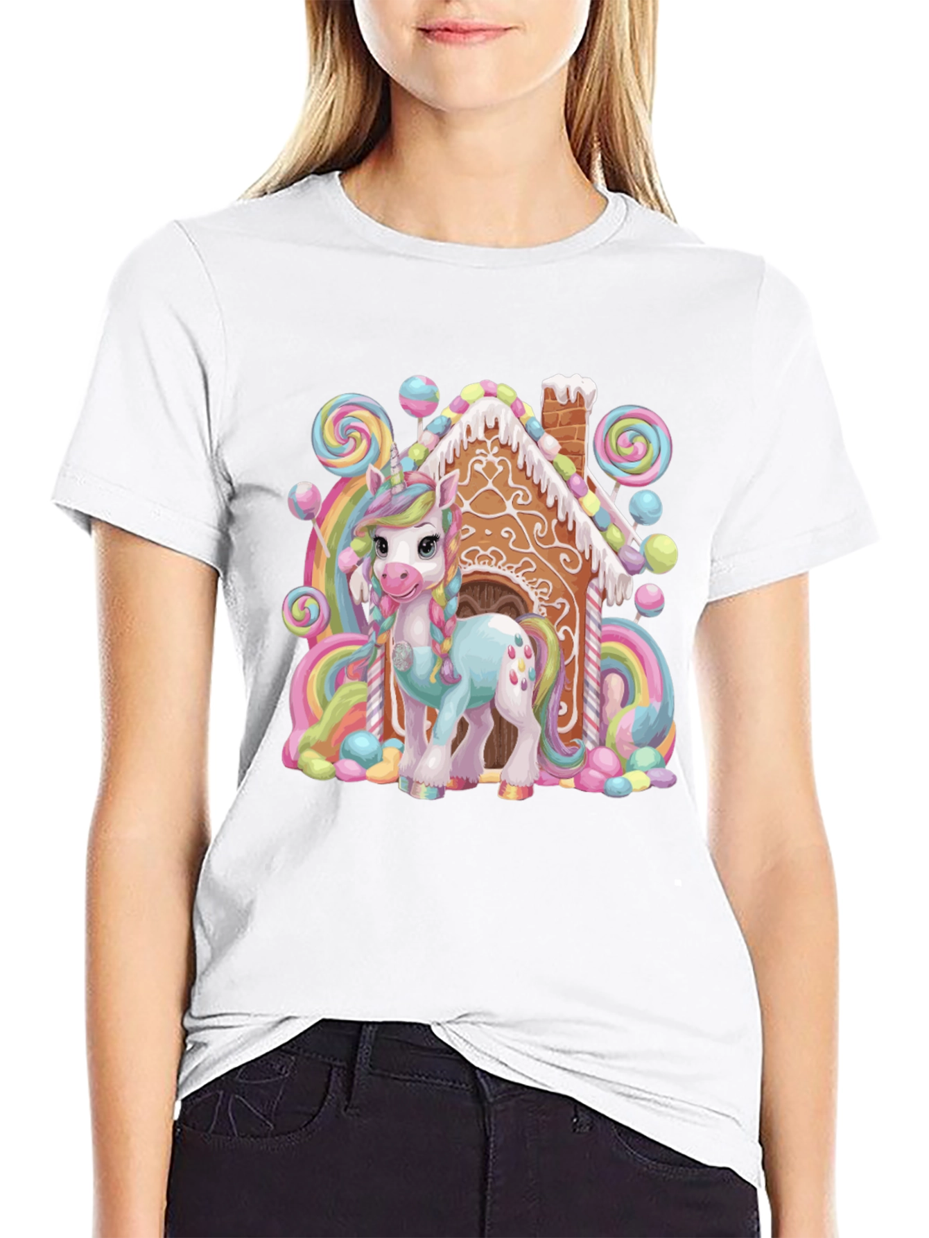 Unicorn Gingerbread House Graphic Tee