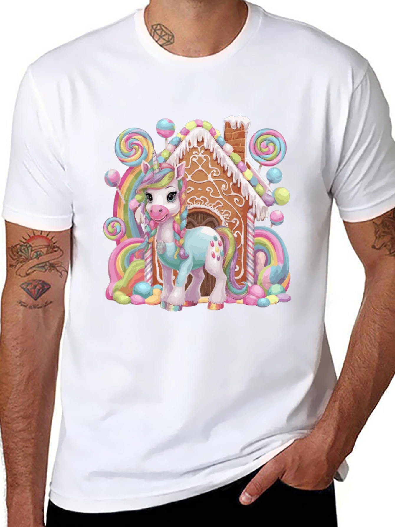 Unicorn Gingerbread House Graphic Tee