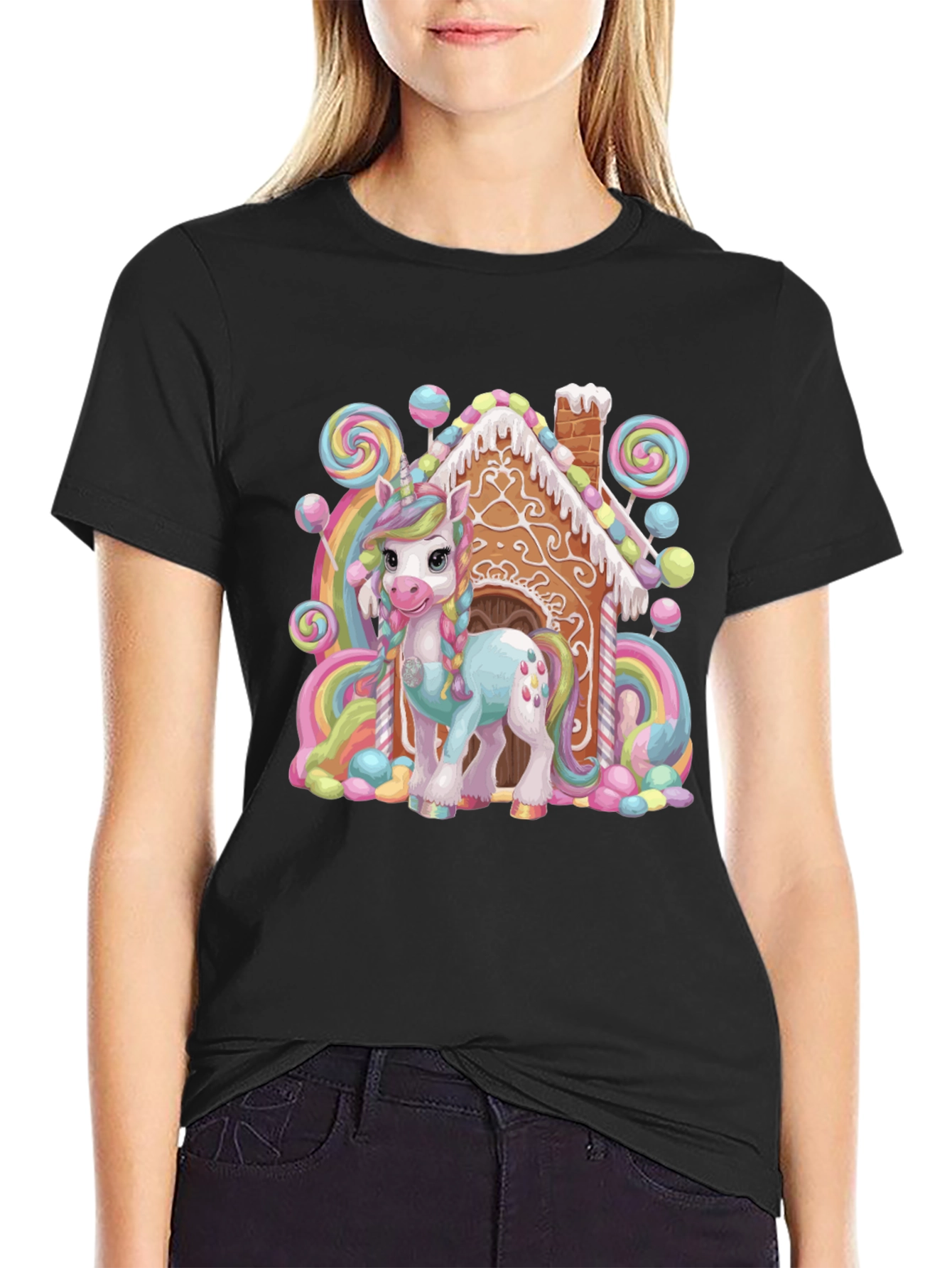 Unicorn Gingerbread House Graphic Tee