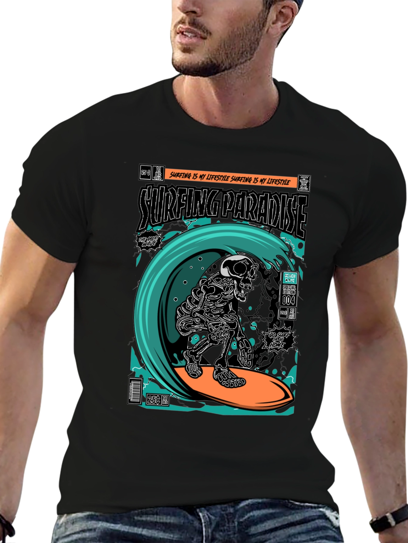 Surfing Paradise Skeleton T-Shirt