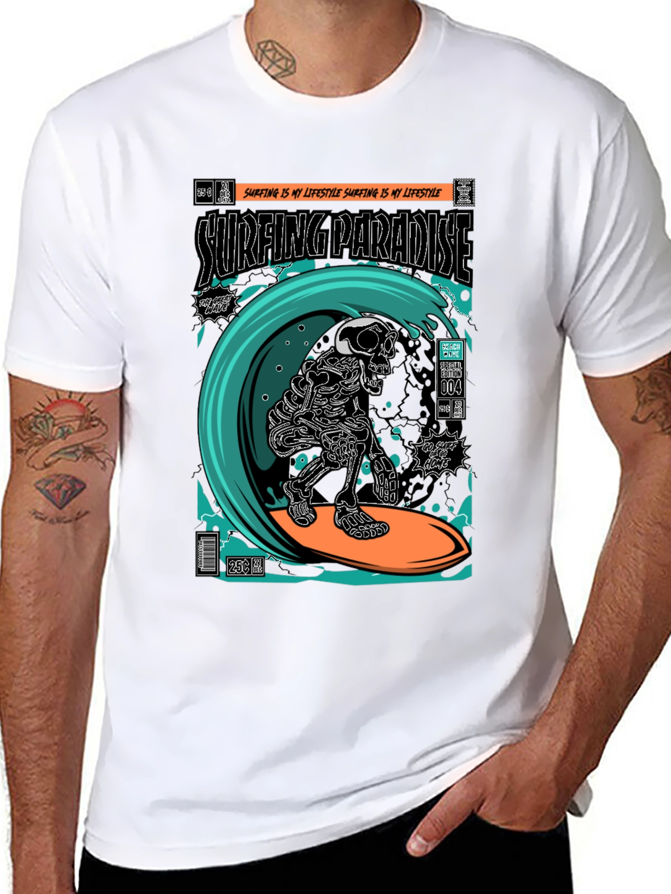Surfing Paradise Skeleton T-Shirt