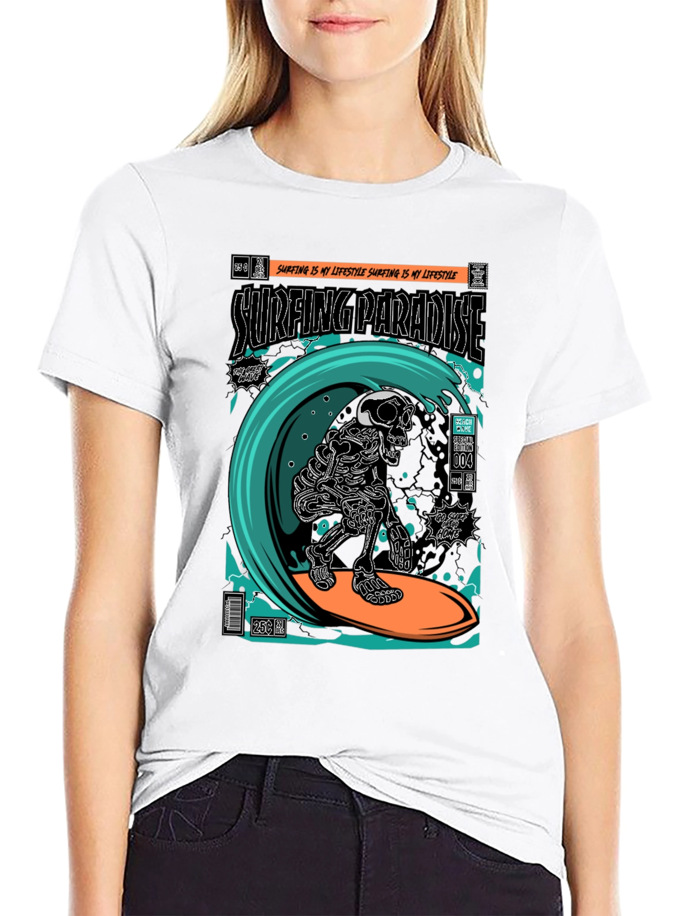Surfing Paradise Skeleton T-Shirt