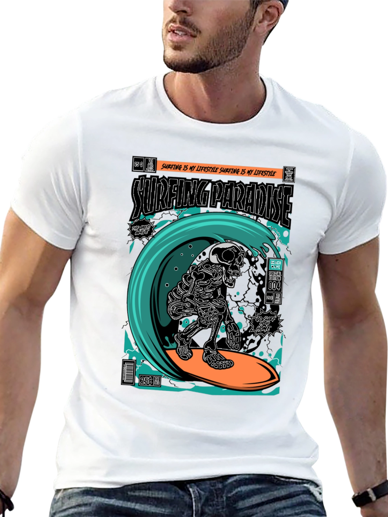Surfing Paradise Skeleton T-Shirt