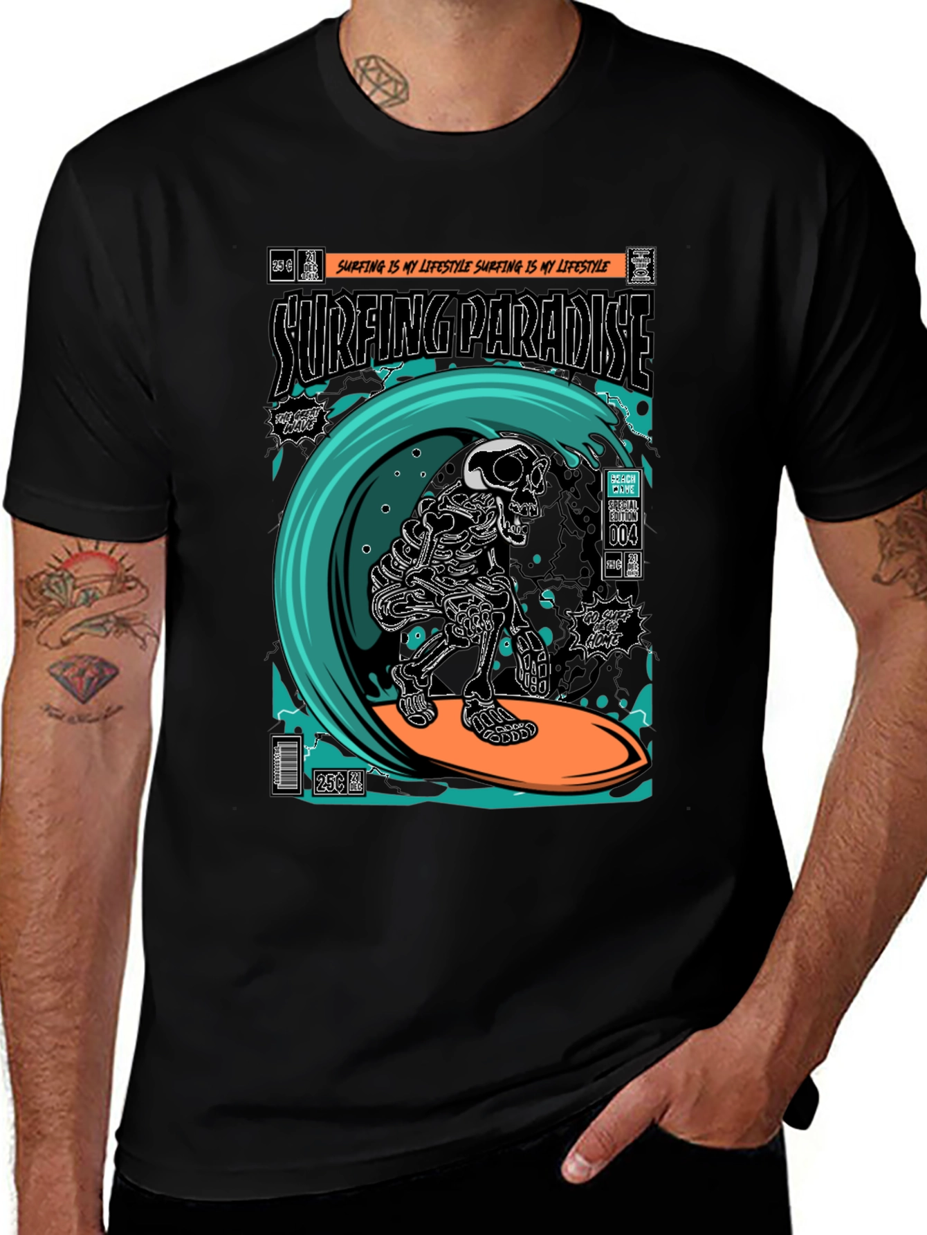 Surfing Paradise Skeleton T-Shirt