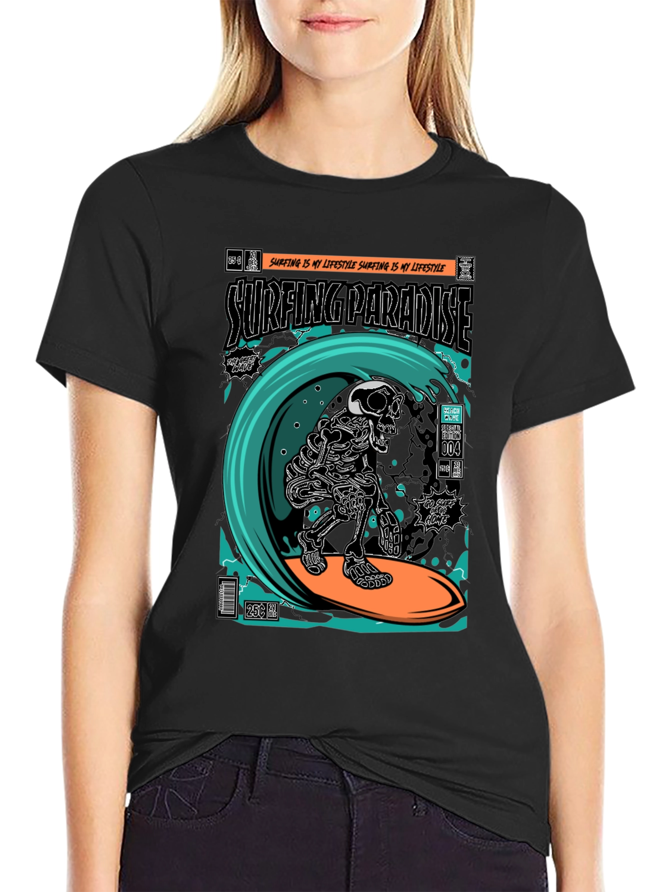Surfing Paradise Skeleton T-Shirt