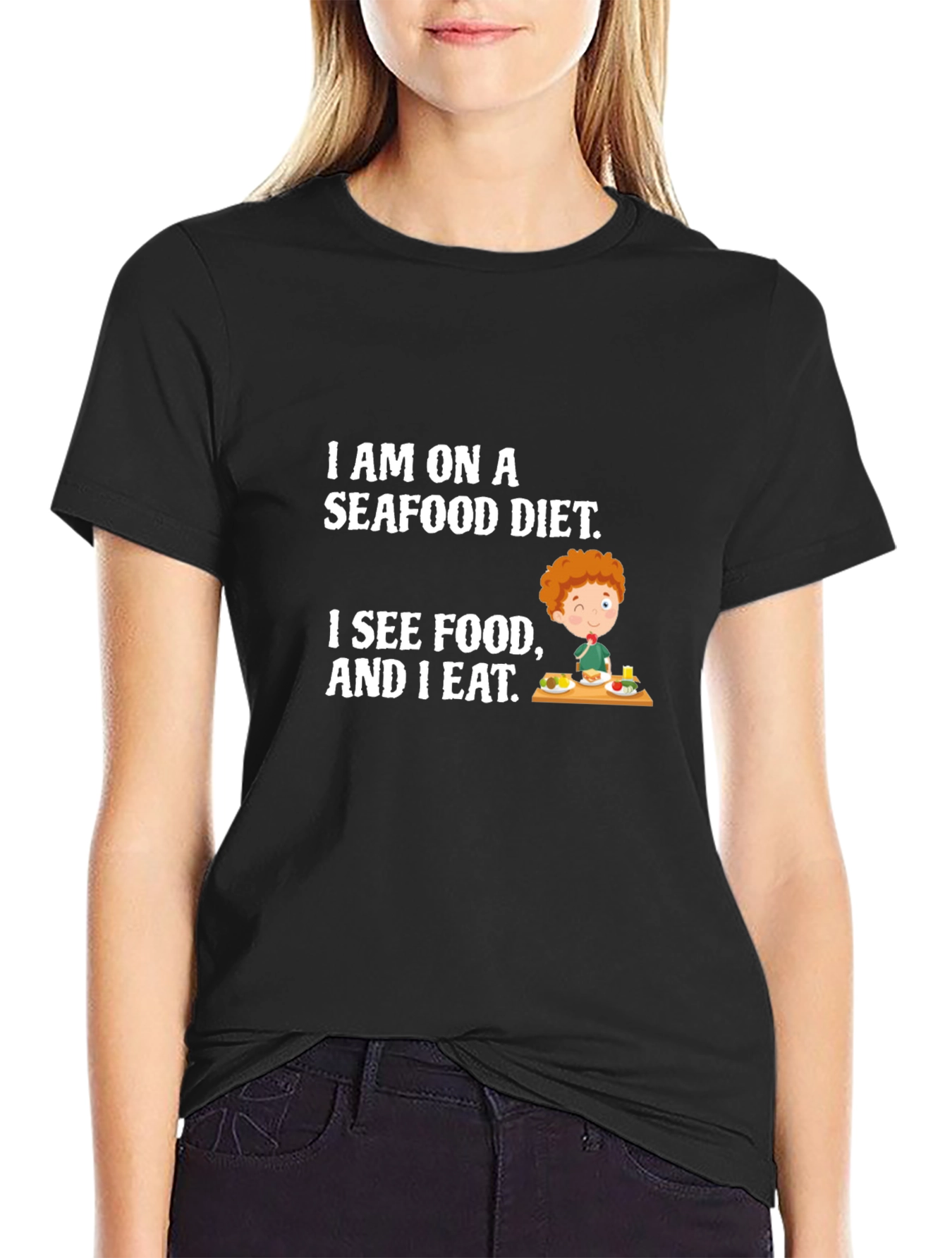 Seafood Diet Funny Graphic T-Shirt