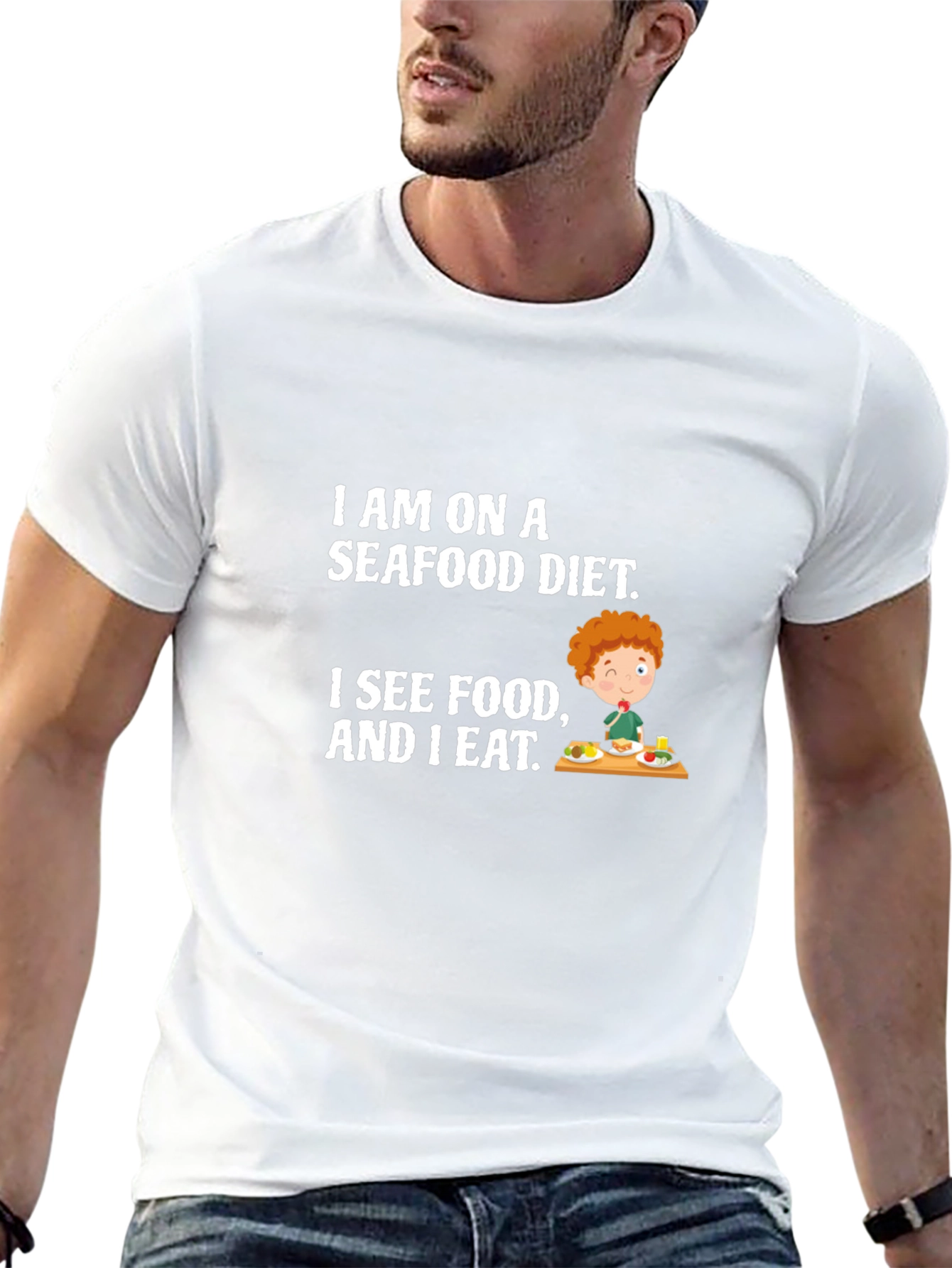 Seafood Diet Funny Graphic T-Shirt
