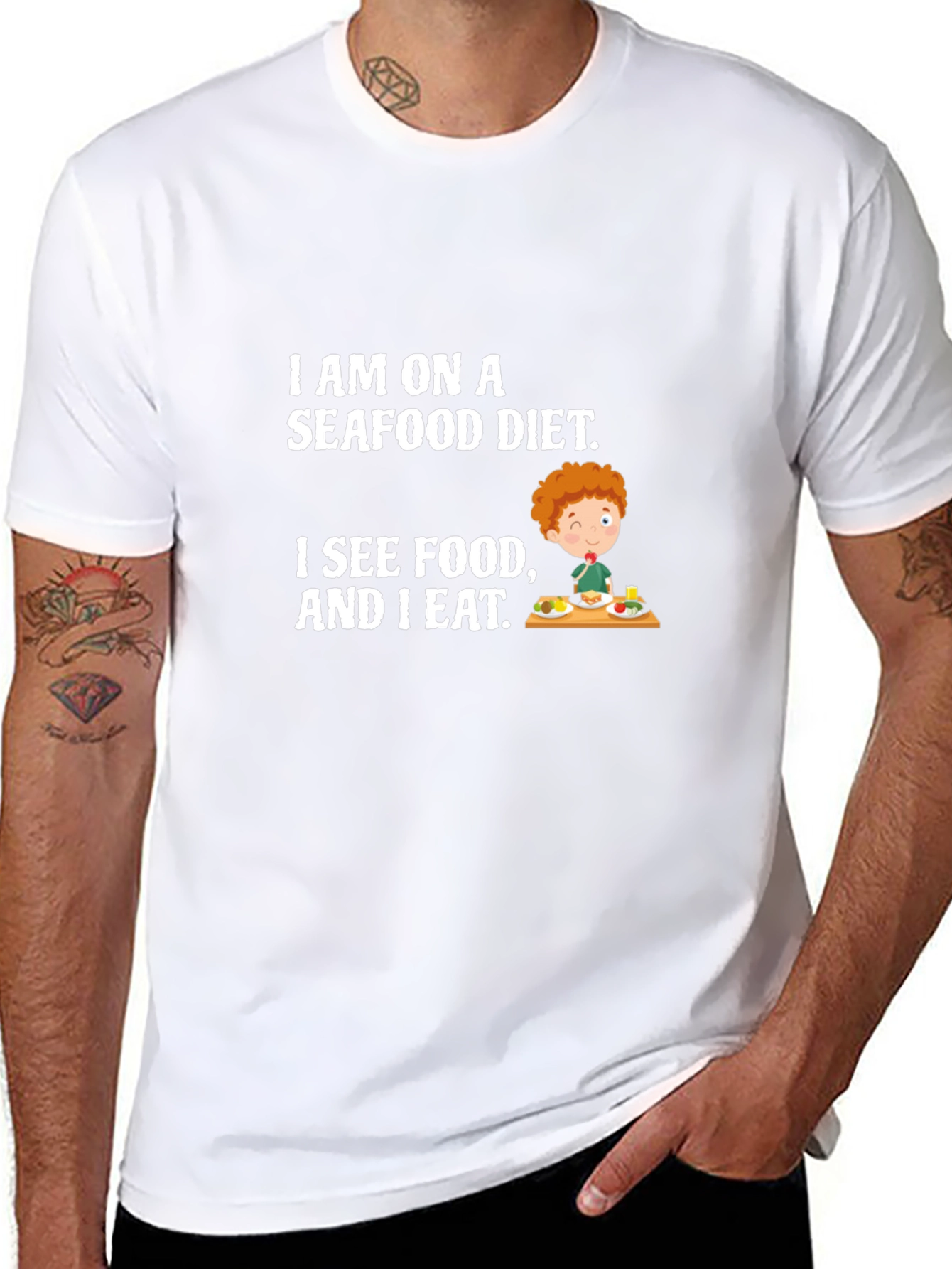 Seafood Diet Funny Graphic T-Shirt