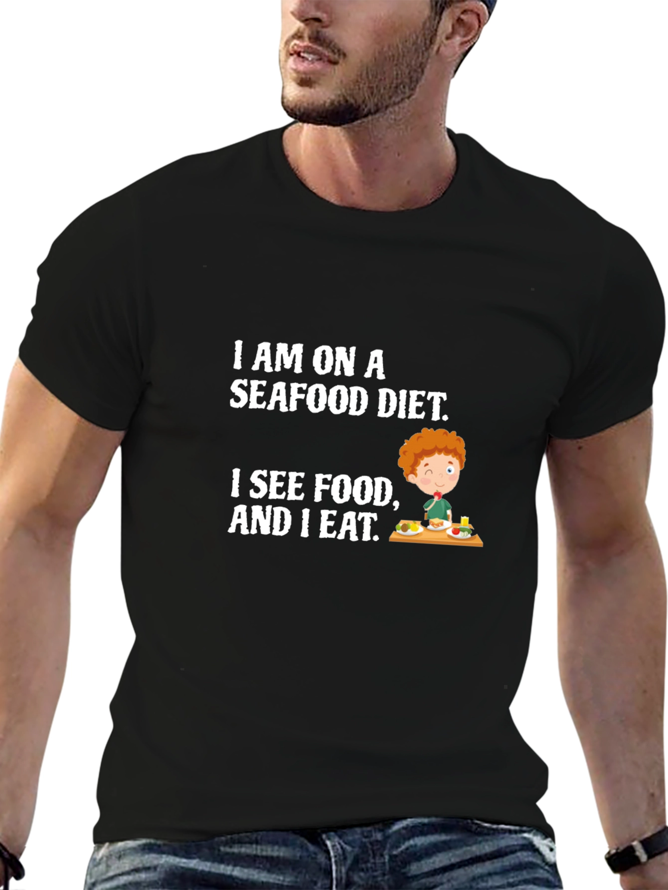 Seafood Diet Funny Graphic T-Shirt