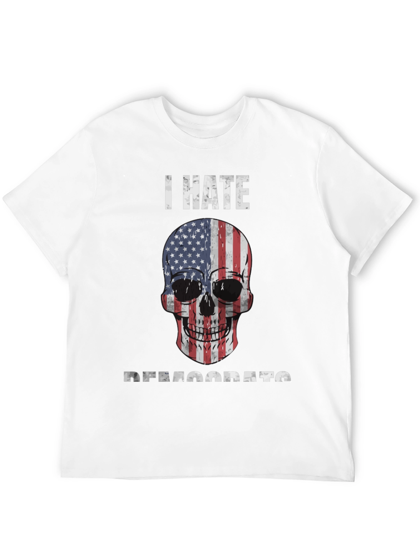 I Hate Democrats American Flag Skull T-Shirt
